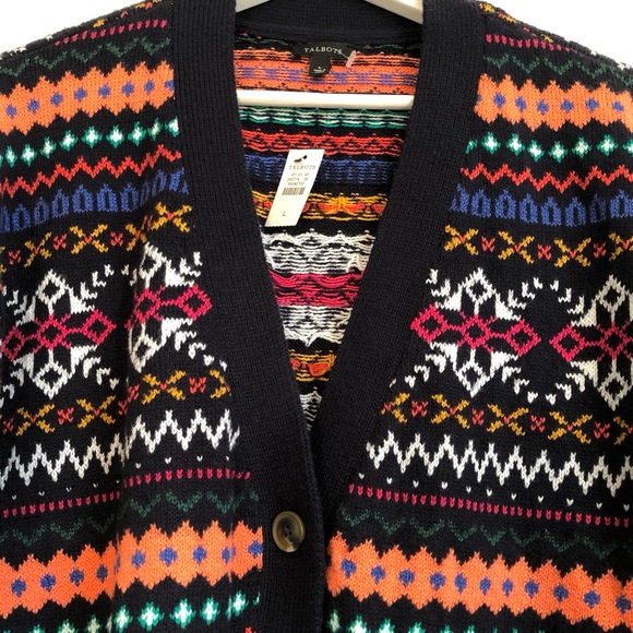 NWT Talbots Colorful Fair Isle Mixed Pattern Cardigan Sweater Size Large - Picture 3 of 13